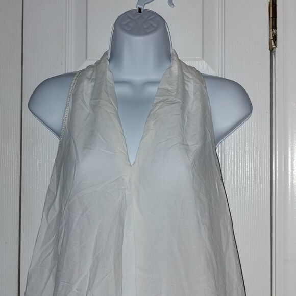 Sophie Max white blue sleeveless top Sz M - Picture 3 of 5